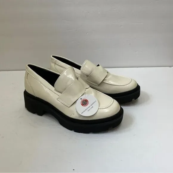 NEW WITH TAGS BLONDO SUMMER LEATHER‎ PLATFORM LOAFERS IN BONE
