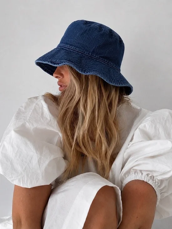 HatAttack USA 100% Cotton Denim Bucket Hat Small