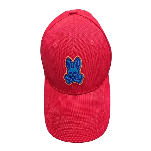 Psycho Bunny Red Baseball Cap Hat Adjustable Streetwear Preppy Golf Dadcore Y2K‎