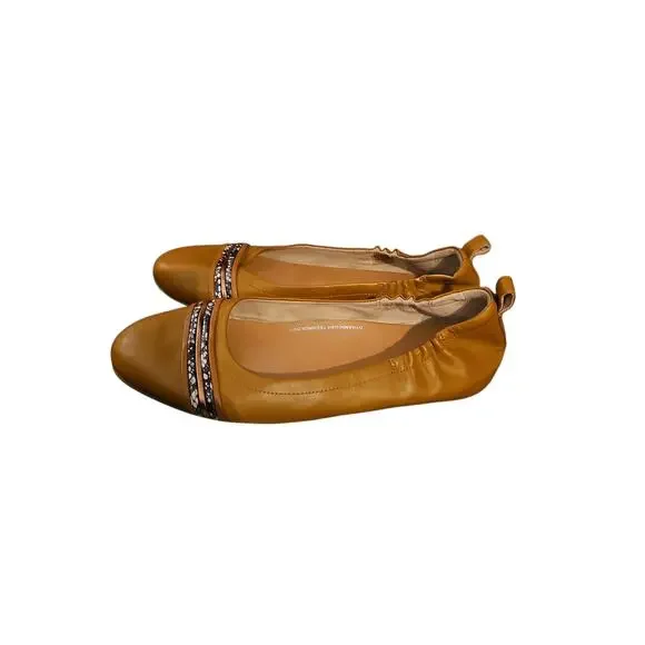 FITFLOP Ladies leather brown ALLEGRO Flat Slip-On DYNAMICUSH Ballet Flats sz 10