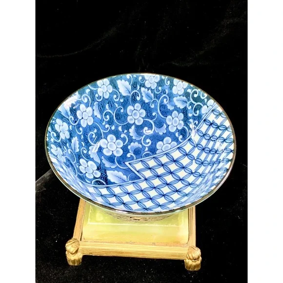 Takahashi Blue Floral &‎ Diamond Pattern Noodle Rice Bowl - Perfectly Beautiful