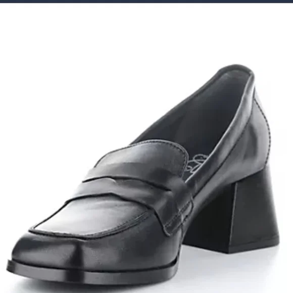 NEW! BOS. & CO. Ama Black Leather Heeled Penny Loafers 40=9/9.5.