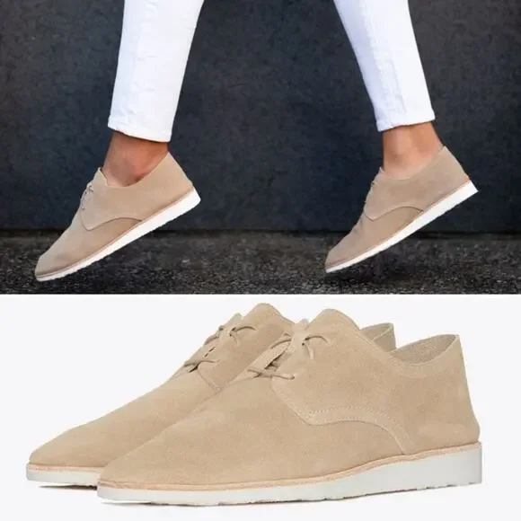 Nisolo Sedona Lightweight Derby Stone Suede Oxfords Women’s Shoes Leather 9.5