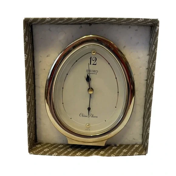 FOR PARTS Vintage‎ Seiko Quartz Chime Alarm Clock Gold Tone