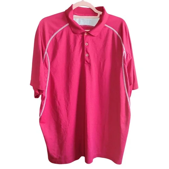 Nike Golf Dri-FIT Polo Shirt Mens XL Pink White Piping‎ Short Sleeve 400240-651