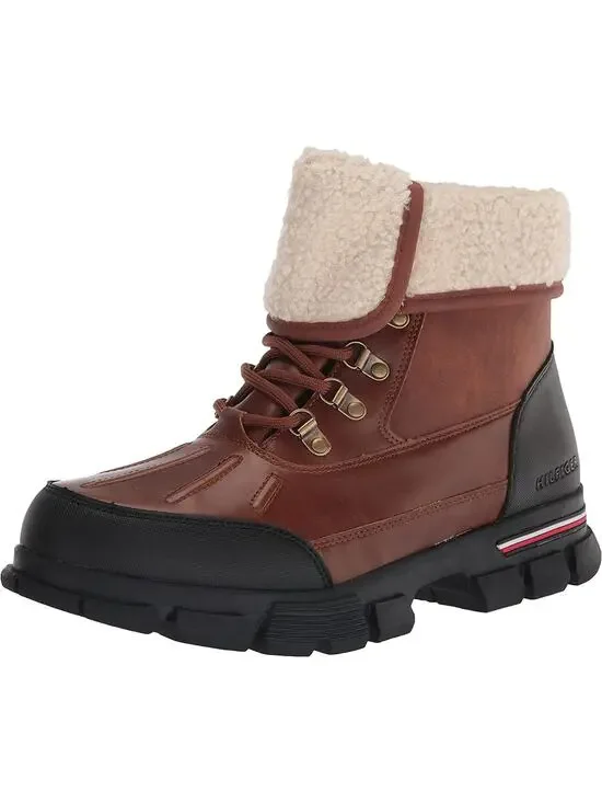 Tommy Hilfiger Men Idan Faux Shearling Duck Boots Size US 8.5M Medium Brown