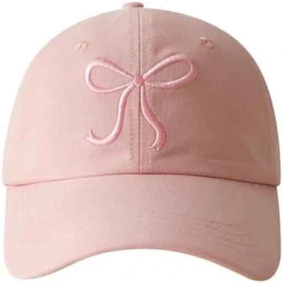Pink Cap with Bow Embroidery