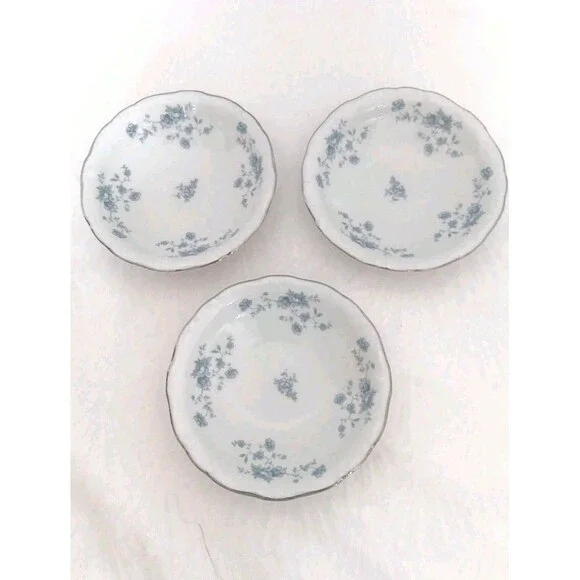 HAVILAND Johann Blue Garland Rimmed Berry Bowls Bavaria Germany Set of 3