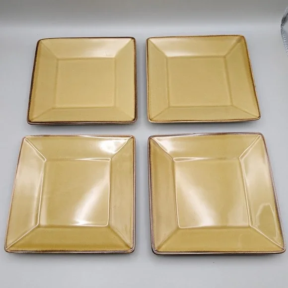 Pottery Barn Asian Squares 4 Dish Set Gold Yellow - 6