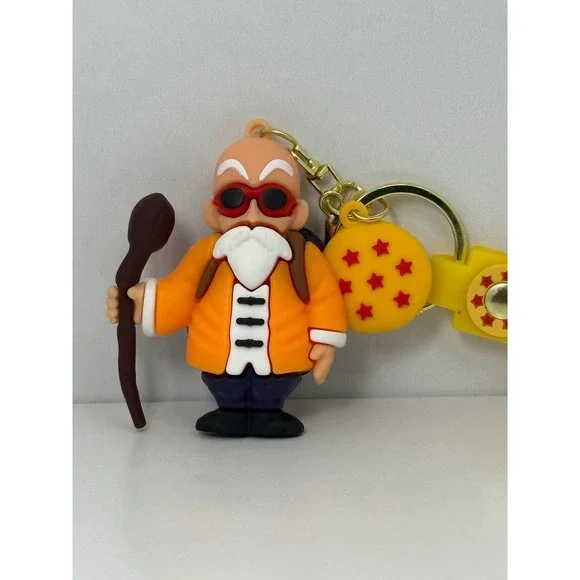 Dragon Ball Z Master Roshi Keychain 3D Rubber Figure Key Ring with Strap