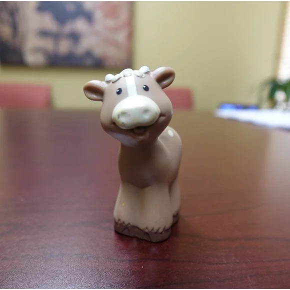 Fisher Price Little People Cow Calf‎ Tan White Farm Animal Figure 2002 Mattel