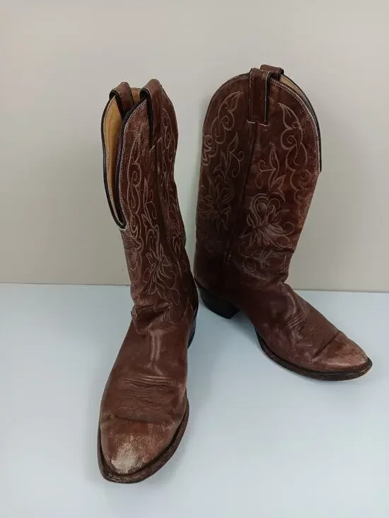 VTG Justin Western Cowboy Boots Mens Size 9.5E Rodeo Leather Brown Style 1651