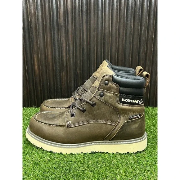 Size 10.5 EW - Wolverine TRADE WEDGE 6 IN SOFT TOE WP DARK BROWN  W230041