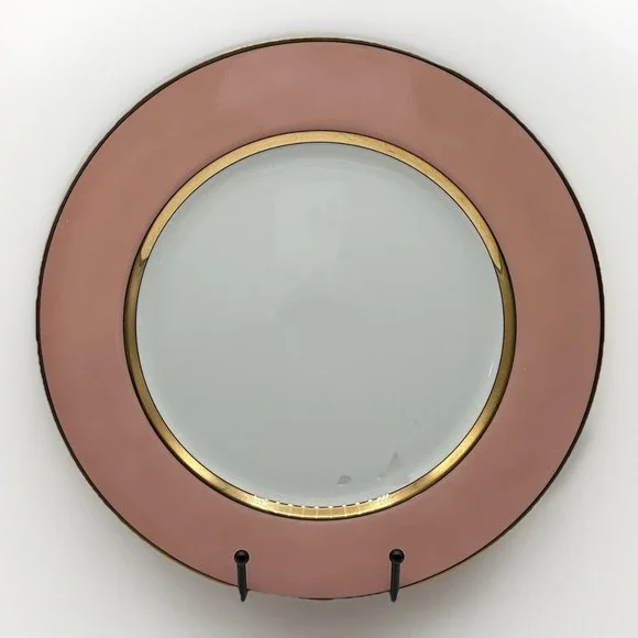Fitz & Floyd Renaissance Dinner Plate Peach Wide Gold Verge Line VTG 1978