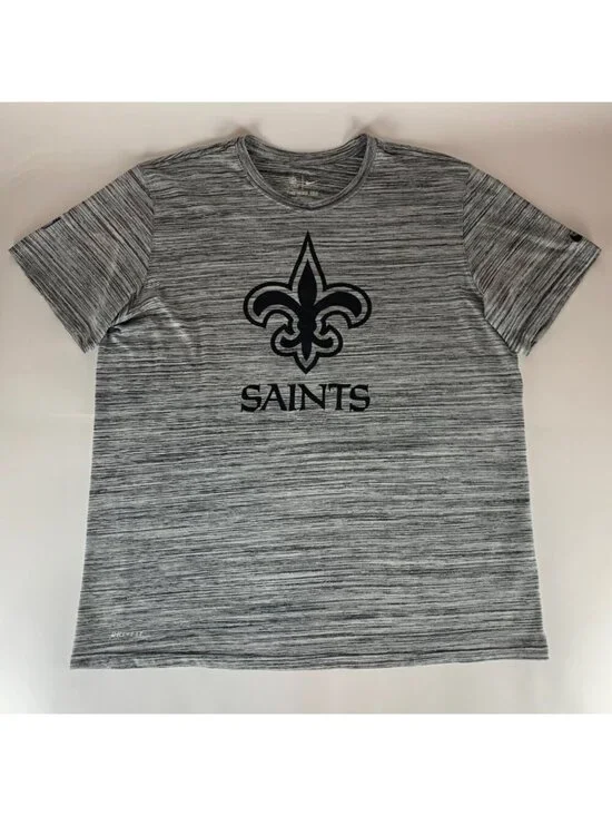 New Orleans Saints NFL Gray Black Nike Dri Fit Athletic Shirt Mens XL