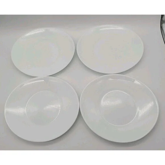 Bormioli Rocco Italy Prometeo White Glass Oval Salad Plates Set Of 4 Milk