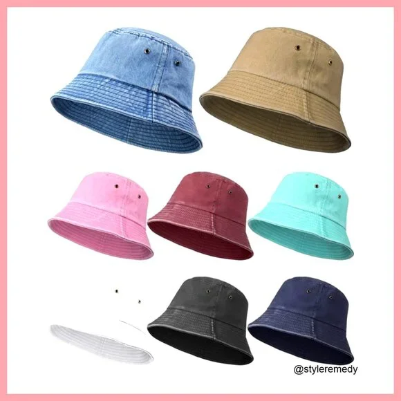 Cotton Bucket Hat Packable Foldable Fishing Beach Cap