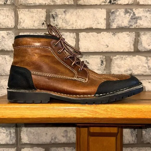 Steve Madden 11 Cognac Brown Black Genuine Leather Oricl 247 Lace up Boots