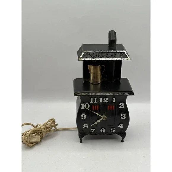 Vintage 1970s Spartus Pot Belly Stove Wall Clock Free Standing Grannycore