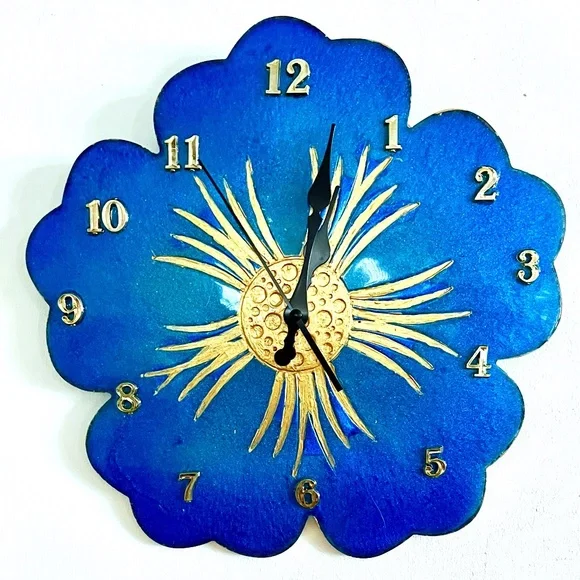 Handmade Large Blue Hibiscus Acrylic Wall Clock