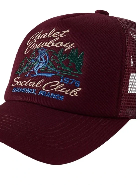 Anthropologie Worn West Trucker Hat Maroon Chalet Cowboy Social Club NWT