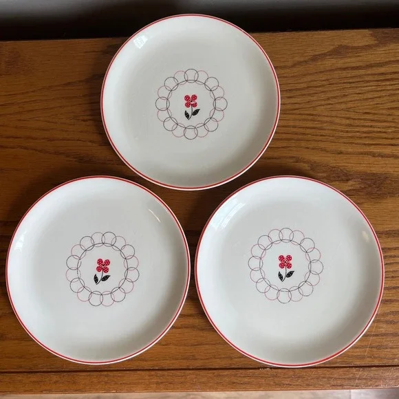 Vintage MCM Calico by Salem Salad Dessert Plates 6.25