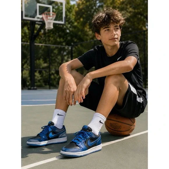 Nike Dunk Low Cobalt Royal Blue Black Youth Size 6Y Basketball Casual Sneakers