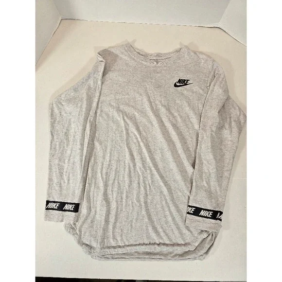 Nike The Nike Tee‎ Long Sleeve Shirt Mens Gray Heather Logo M-READ DESCRIPTION