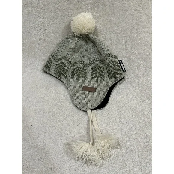 Outdoor Research OR Beanie Hat Wool Blend Lightweight Ski Cap Green Tree Pom Pom