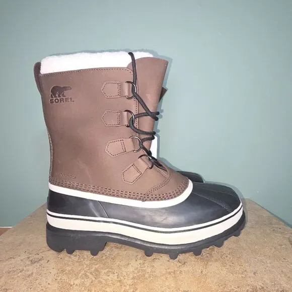Sorel Men’s Caribou WP Winter Boots Size 9 Buff Tan Waterproof Snow NIB 1002871