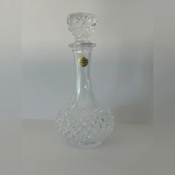 Cristal d Arques Glass Decanter 24% Genuine Lead Crystal Liquor Diamont Pattern