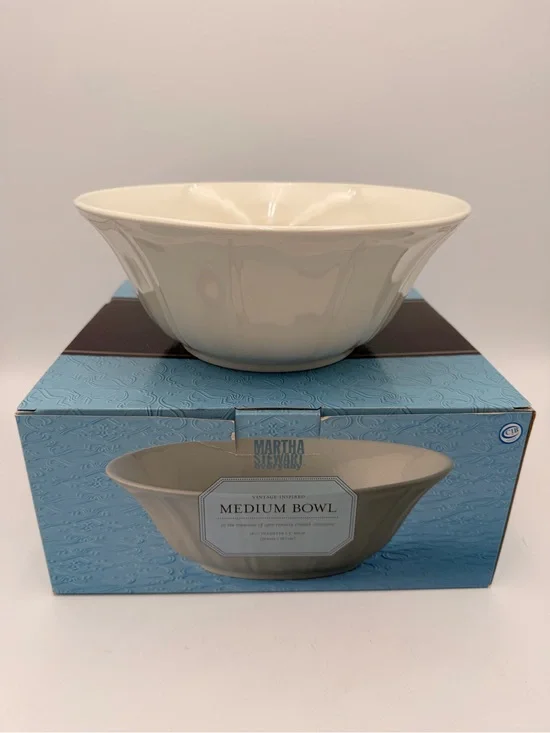 Vintage Martha Stewart Cream Ceramic Serving Bowl 2000-2001 Era
