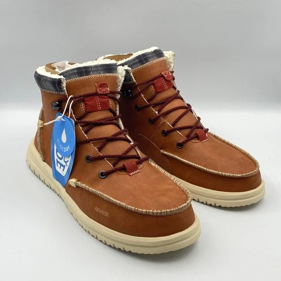 HEY DUDE Bradley Classic Cozy Casual Boots Cognac Brown Men's Size 12 44962-21N