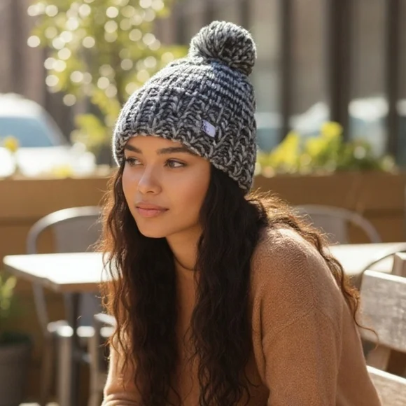 The North Face Black White Chunky Knit Beanie #HAT5