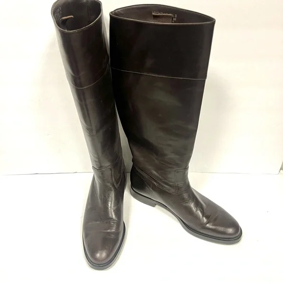 Ralph Lauren- Brown leather pull on riding boots. Size 8.5