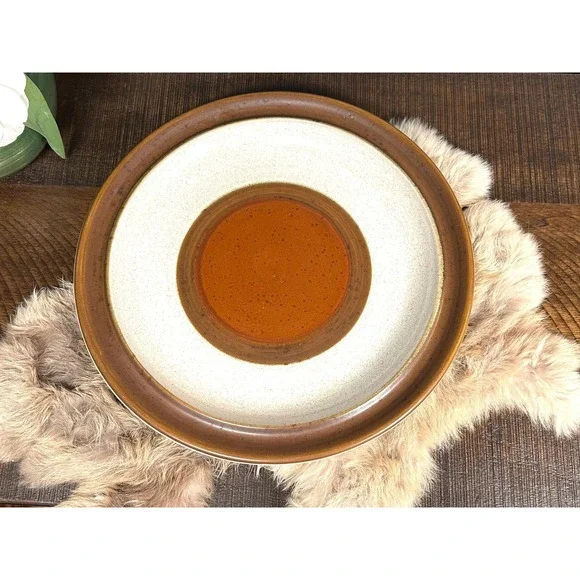 Denby Langley Potters Wheel Rust Red 1970s round chop plate‎ speckled Stoneware