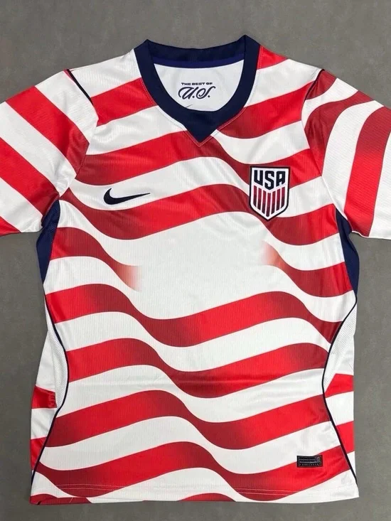 USA Nike Red & White Wavy Soccer Jersey