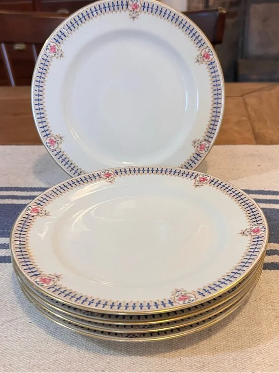5 Antique Limoges Salad Side Plates – C. Ahrenfeldt Dulin & Martin Gold Floral