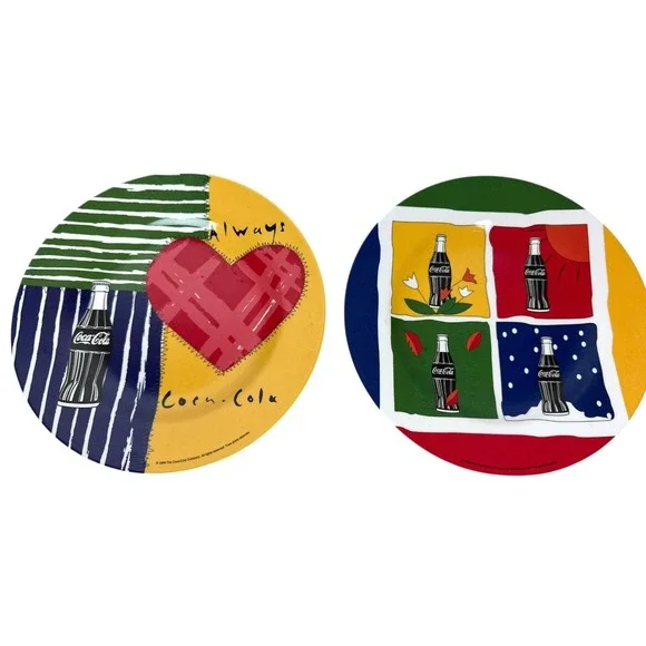 2 Coca Cola  Melamine Plates By Gibson 8.5