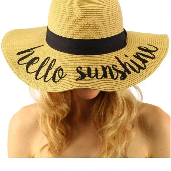 C.C.Creations, Hello Sunshine wide brim paper‎ hat with adjustable drawstring