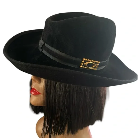 Vintage 70s Black Felt Fur Fedora Hat