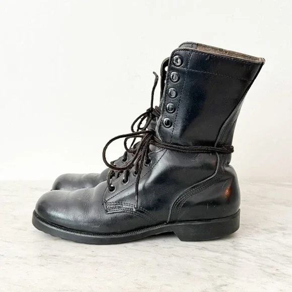 US Military Combat Boots Vintage 1978 Leather Tactical 6R Black High Top Lace Up