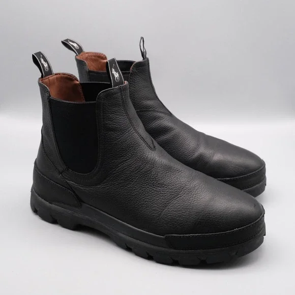 Polo Ralph Lauren Oslo Chelsea Boots Mens Size 11.5D Black Leather Lug Sole