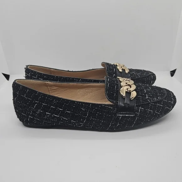 Patrizia black boucle chain loafers EU 37 US 6.5-7