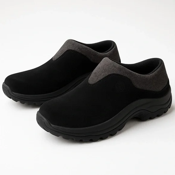 Timberland Black and Gray Slip-On Leather Loafers‎ Women’s sz 6.5M