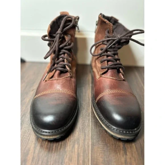 GBX Original 1969 Mens Brown‎ Leather Suede Lace Up Zip Ankle Boots Size 9M