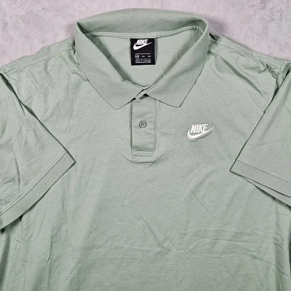 Nike Polo Shirt Mens XXL Green Short Sleeve Embroidered Swoosh Logo Golf Casual