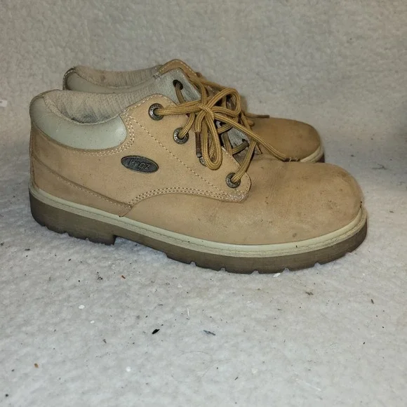 Lugz Tan Nubuck Leather Work Shoes Men's 9 Lace Up Low Ankle Boots‎