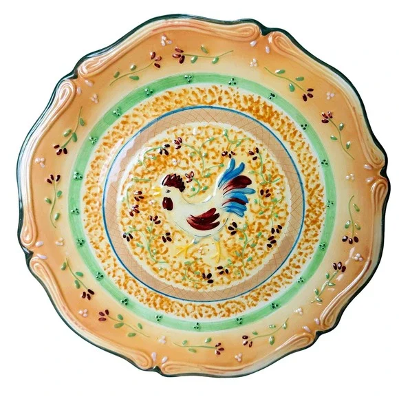 Bella Casa by Ganz Rooster Ceramic Plate‎ Scalloped Cottage 11
