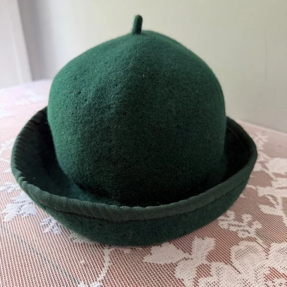 Liz Claiborne Wool Cloche Hat Womens OS Green Excellent Vintage Felted Bowler